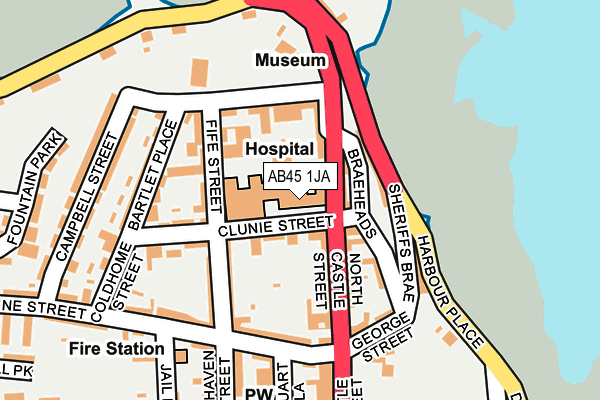 AB45 1JA map - OS OpenMap – Local (Ordnance Survey) AB45 1JA map - OS OpenMap – Local (Ordnance Survey)