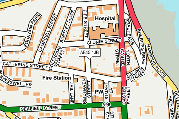 AB45 1JB map - OS OpenMap – Local (Ordnance Survey) AB45 1JB map - OS OpenMap – Local (Ordnance Survey)