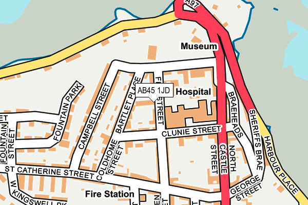 AB45 1JD map - OS OpenMap – Local (Ordnance Survey) AB45 1JD map - OS OpenMap – Local (Ordnance Survey)