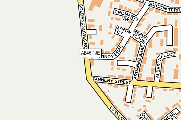 AB45 1JE map - OS OpenMap – Local (Ordnance Survey) AB45 1JE map - OS OpenMap – Local (Ordnance Survey)
