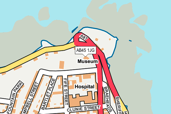 AB45 1JG map - OS OpenMap – Local (Ordnance Survey) AB45 1JG map - OS OpenMap – Local (Ordnance Survey)