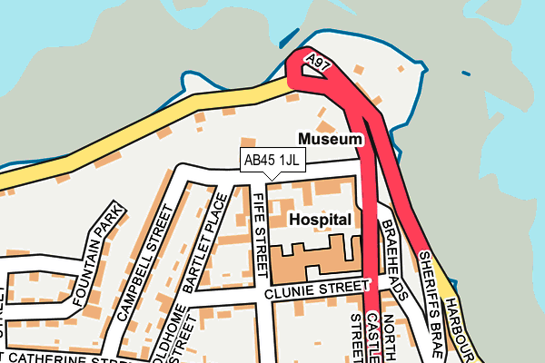 AB45 1JL map - OS OpenMap – Local (Ordnance Survey) AB45 1JL map - OS OpenMap – Local (Ordnance Survey)