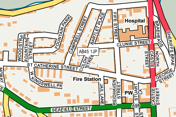 AB45 1JP map - OS OpenMap – Local (Ordnance Survey) AB45 1JP map - OS OpenMap – Local (Ordnance Survey)