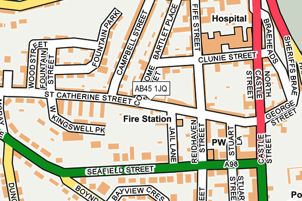 AB45 1JQ map - OS OpenMap – Local (Ordnance Survey) AB45 1JQ map - OS OpenMap – Local (Ordnance Survey)