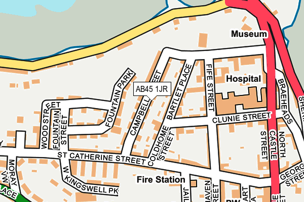 AB45 1JR map - OS OpenMap – Local (Ordnance Survey) AB45 1JR map - OS OpenMap – Local (Ordnance Survey)
