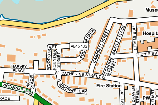 AB45 1JS map - OS OpenMap – Local (Ordnance Survey) AB45 1JS map - OS OpenMap – Local (Ordnance Survey)