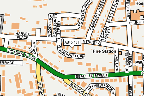 AB45 1JT map - OS OpenMap – Local (Ordnance Survey) AB45 1JT map - OS OpenMap – Local (Ordnance Survey)