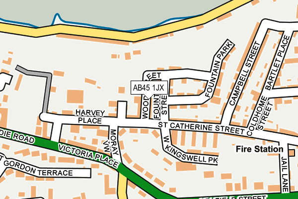 AB45 1JX map - OS OpenMap – Local (Ordnance Survey) AB45 1JX map - OS OpenMap – Local (Ordnance Survey)