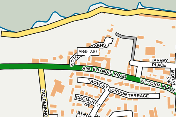 AB45 2JG map - OS OpenMap – Local (Ordnance Survey) AB45 2JG map - OS OpenMap – Local (Ordnance Survey)