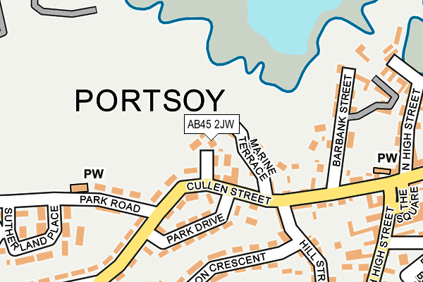 AB45 2JW map - OS OpenMap – Local (Ordnance Survey)