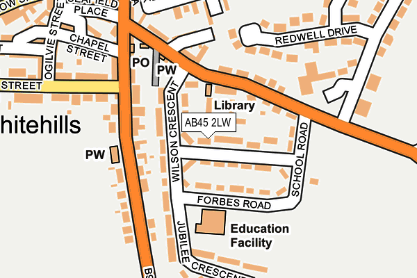 AB45 2LW map - OS OpenMap – Local (Ordnance Survey) AB45 2LW map - OS OpenMap – Local (Ordnance Survey)