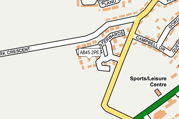 AB45 2PE map - OS OpenMap – Local (Ordnance Survey) AB45 2PE map - OS OpenMap – Local (Ordnance Survey)
