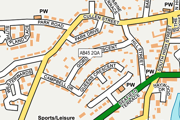 AB45 2QA map - OS OpenMap – Local (Ordnance Survey)