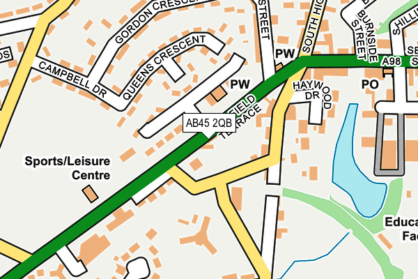AB45 2QB map - OS OpenMap – Local (Ordnance Survey) AB45 2QB map - OS OpenMap – Local (Ordnance Survey)