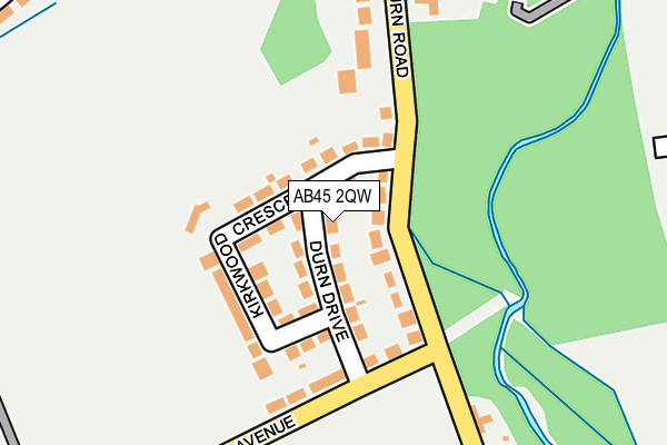 AB45 2QW map - OS OpenMap – Local (Ordnance Survey) AB45 2QW map - OS OpenMap – Local (Ordnance Survey)