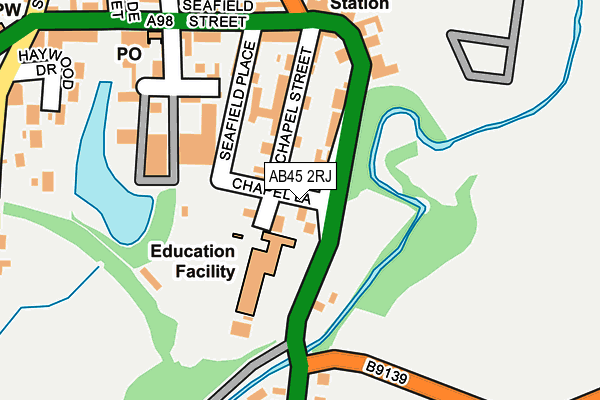 AB45 2RJ map - OS OpenMap – Local (Ordnance Survey) AB45 2RJ map - OS OpenMap – Local (Ordnance Survey)