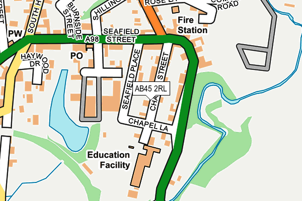 AB45 2RL map - OS OpenMap – Local (Ordnance Survey) AB45 2RL map - OS OpenMap – Local (Ordnance Survey)
