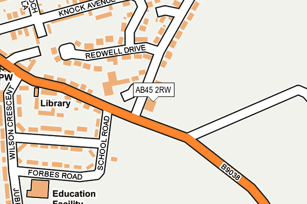 AB45 2RW map - OS OpenMap – Local (Ordnance Survey) AB45 2RW map - OS OpenMap – Local (Ordnance Survey)