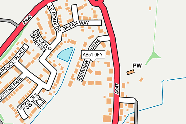 AB51 0FY map - OS OpenMap – Local (Ordnance Survey) AB51 0FY map - OS OpenMap – Local (Ordnance Survey)