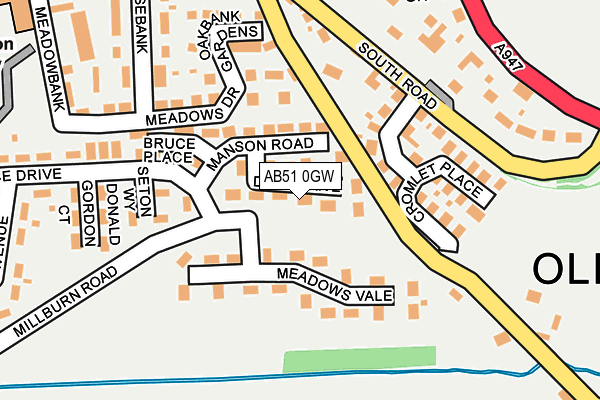 AB51 0GW map - OS OpenMap – Local (Ordnance Survey) AB51 0GW map - OS OpenMap – Local (Ordnance Survey)