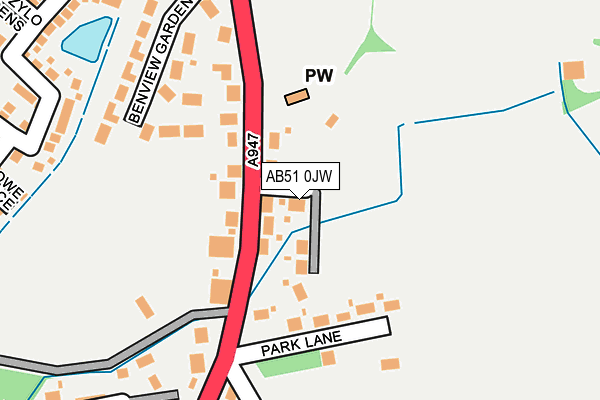 AB51 0JW map - OS OpenMap – Local (Ordnance Survey) AB51 0JW map - OS OpenMap – Local (Ordnance Survey)