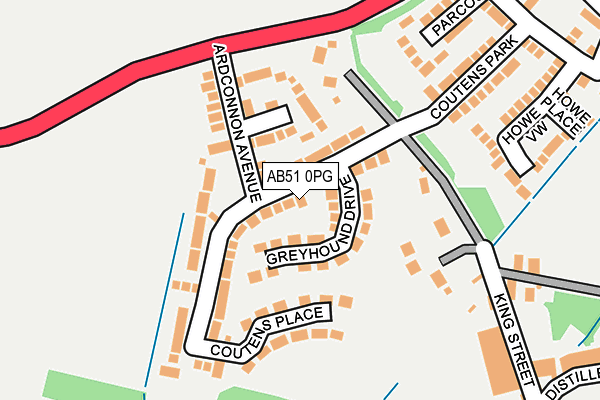 AB51 0PG map - OS OpenMap – Local (Ordnance Survey) AB51 0PG map - OS OpenMap – Local (Ordnance Survey)