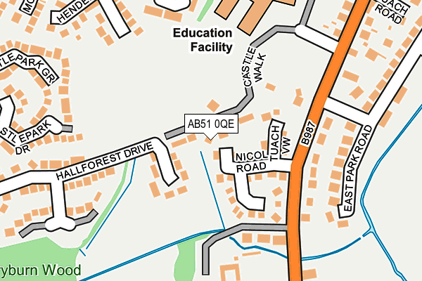AB51 0QE map - OS OpenMap – Local (Ordnance Survey) AB51 0QE map - OS OpenMap – Local (Ordnance Survey)