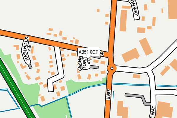 AB51 0QT map - OS OpenMap – Local (Ordnance Survey) AB51 0QT map - OS OpenMap – Local (Ordnance Survey)