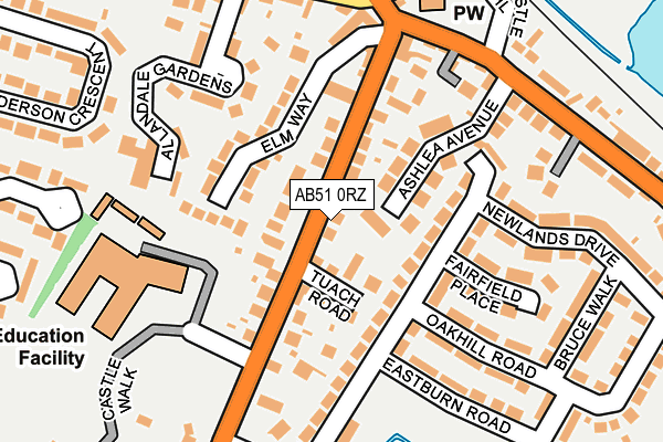 AB51 0RZ map - OS OpenMap – Local (Ordnance Survey) AB51 0RZ map - OS OpenMap – Local (Ordnance Survey)