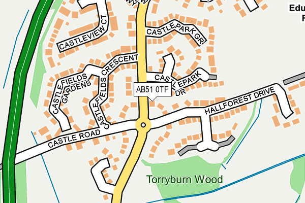AB51 0TF map - OS OpenMap – Local (Ordnance Survey) AB51 0TF map - OS OpenMap – Local (Ordnance Survey)