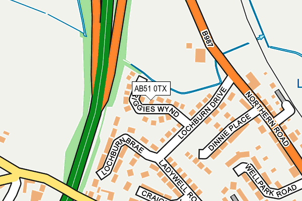 AB51 0TX map - OS OpenMap – Local (Ordnance Survey) AB51 0TX map - OS OpenMap – Local (Ordnance Survey)