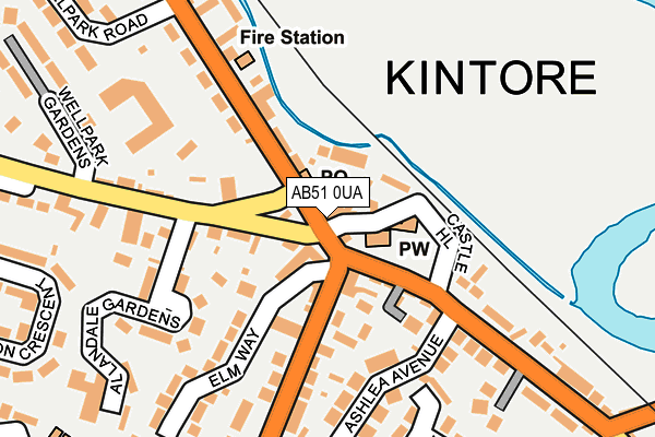AB51 0UA map - OS OpenMap – Local (Ordnance Survey)