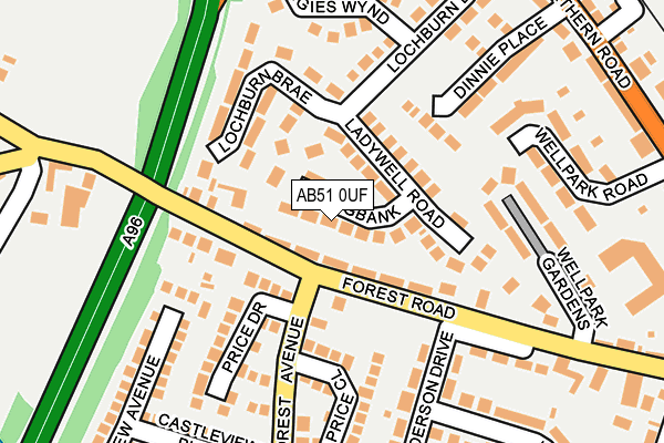 AB51 0UF map - OS OpenMap – Local (Ordnance Survey) AB51 0UF map - OS OpenMap – Local (Ordnance Survey)
