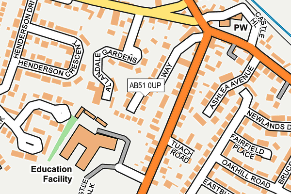 AB51 0UP map - OS OpenMap – Local (Ordnance Survey)