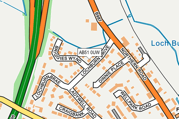 AB51 0UW map - OS OpenMap – Local (Ordnance Survey) AB51 0UW map - OS OpenMap – Local (Ordnance Survey)