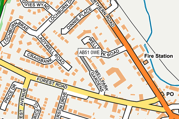 AB51 0WE map - OS OpenMap – Local (Ordnance Survey) AB51 0WE map - OS OpenMap – Local (Ordnance Survey)