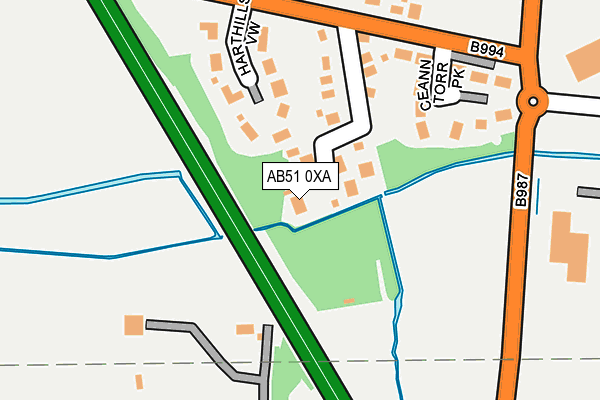 AB51 0XA map - OS OpenMap – Local (Ordnance Survey) AB51 0XA map - OS OpenMap – Local (Ordnance Survey)