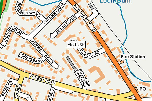 AB51 0XF map - OS OpenMap – Local (Ordnance Survey) AB51 0XF map - OS OpenMap – Local (Ordnance Survey)