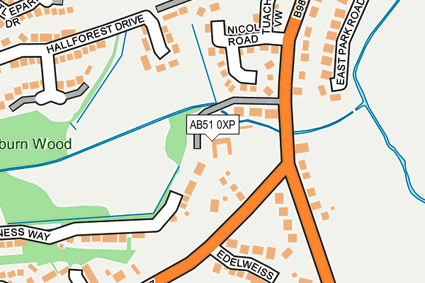 AB51 0XP map - OS OpenMap – Local (Ordnance Survey) AB51 0XP map - OS OpenMap – Local (Ordnance Survey)