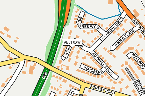 AB51 0XW map - OS OpenMap – Local (Ordnance Survey) AB51 0XW map - OS OpenMap – Local (Ordnance Survey)