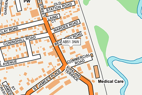 AB51 3NW map - OS OpenMap – Local (Ordnance Survey) AB51 3NW map - OS OpenMap – Local (Ordnance Survey)