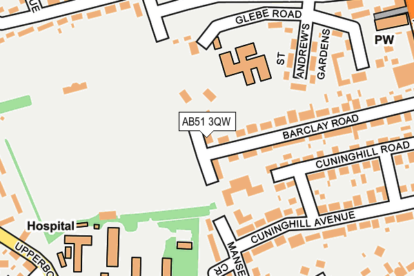 AB51 3QW map - OS OpenMap – Local (Ordnance Survey) AB51 3QW map - OS OpenMap – Local (Ordnance Survey)
