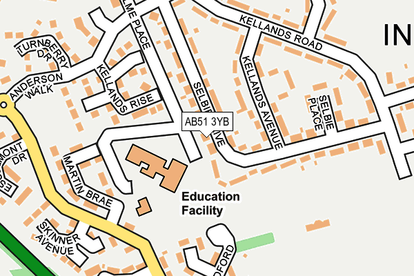 AB51 3YB map - OS OpenMap – Local (Ordnance Survey)