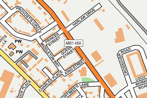 AB51 4SX map - OS OpenMap – Local (Ordnance Survey) AB51 4SX map - OS OpenMap – Local (Ordnance Survey)