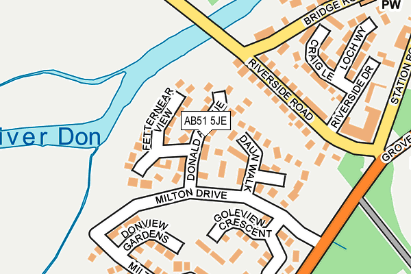 AB51 5JE map - OS OpenMap – Local (Ordnance Survey) AB51 5JE map - OS OpenMap – Local (Ordnance Survey)