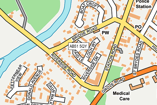 AB51 5QY map - OS OpenMap – Local (Ordnance Survey) AB51 5QY map - OS OpenMap – Local (Ordnance Survey)