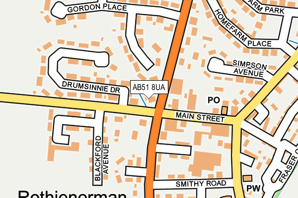 AB51 8UA map - OS OpenMap – Local (Ordnance Survey) AB51 8UA map - OS OpenMap – Local (Ordnance Survey)
