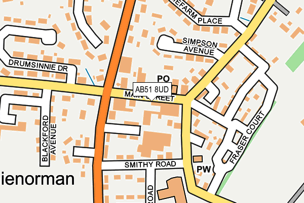 AB51 8UD map - OS OpenMap – Local (Ordnance Survey) AB51 8UD map - OS OpenMap – Local (Ordnance Survey)