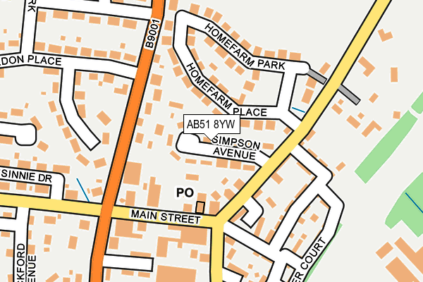 AB51 8YW map - OS OpenMap – Local (Ordnance Survey) AB51 8YW map - OS OpenMap – Local (Ordnance Survey)
