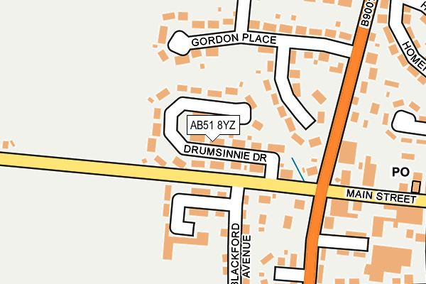 AB51 8YZ map - OS OpenMap – Local (Ordnance Survey) AB51 8YZ map - OS OpenMap – Local (Ordnance Survey)